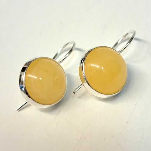 Click to view detail for  HWG-2429 Earrings, Round Lemon Amber $50